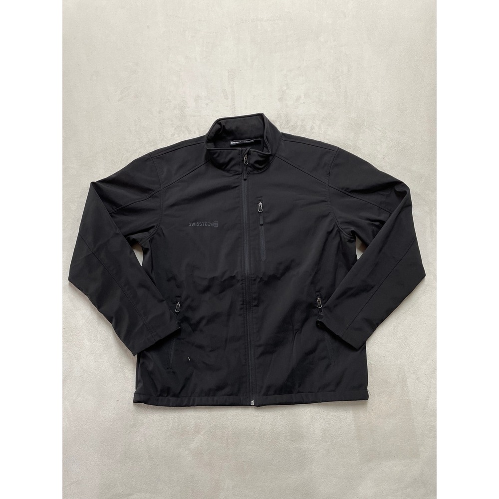 SwissTech Mens Softshell Jacket Black Full Zip Fleece Lined SM46601Y Large